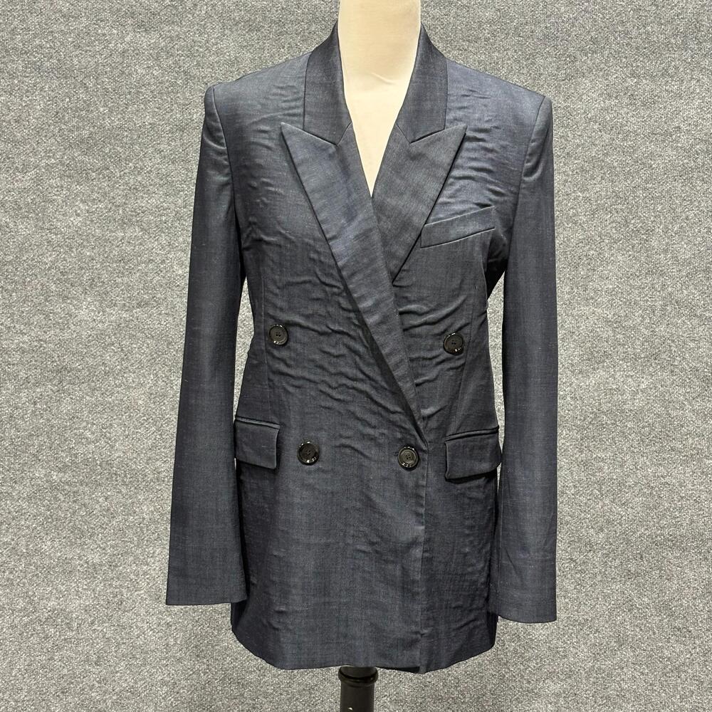 Boss Blazer Womens 4 Blue Jaleto1 Double Breasted Longline Tuxedo Jacket
